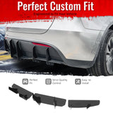 2020-2025 Tesla Model Y 3PCS Rear Bumper Lip Diffuser Shark Fin Lower Valance Exterior Auto Parts IKON Style Painted Gloss Black ABS Plastic
