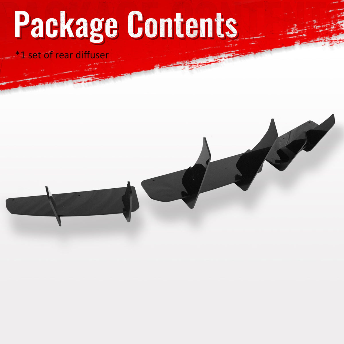 2020-2025 Tesla Model Y 3PCS Rear Bumper Lip Diffuser Shark Fin Lower Valance Exterior Auto Parts IKON Style Painted Gloss Black ABS Plastic