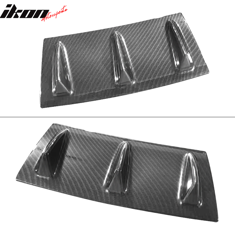 Universal 14"x6" 3 Fins Carbon Fiber Print Rear Bumper Diffuser ABS