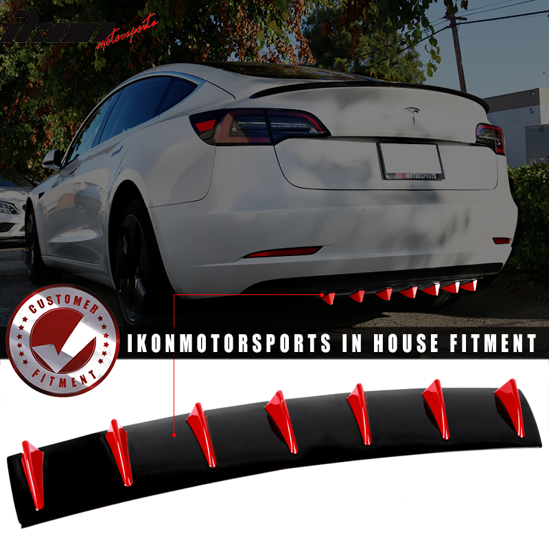 33" x 6" Universal Rear Bumper Diffuser Lip 7 Shark Fins Under