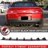 2014-2015 Chevy Camaro V6 7 Fins Gloss Black Rear Bumper Diffuser ABS