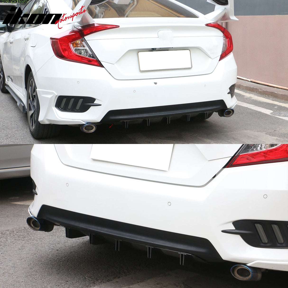 Universal Rear Bumper Diffuser Shark Fin 2PCS Design 33 PP