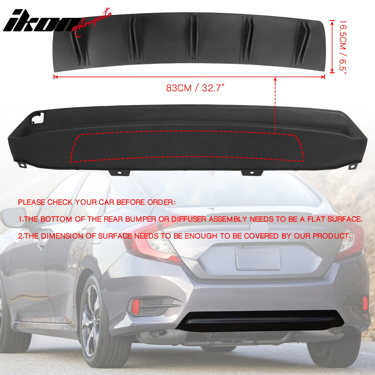 Universal Rear Bumper Diffuser Shark Fin 2PCS Design 33 PP