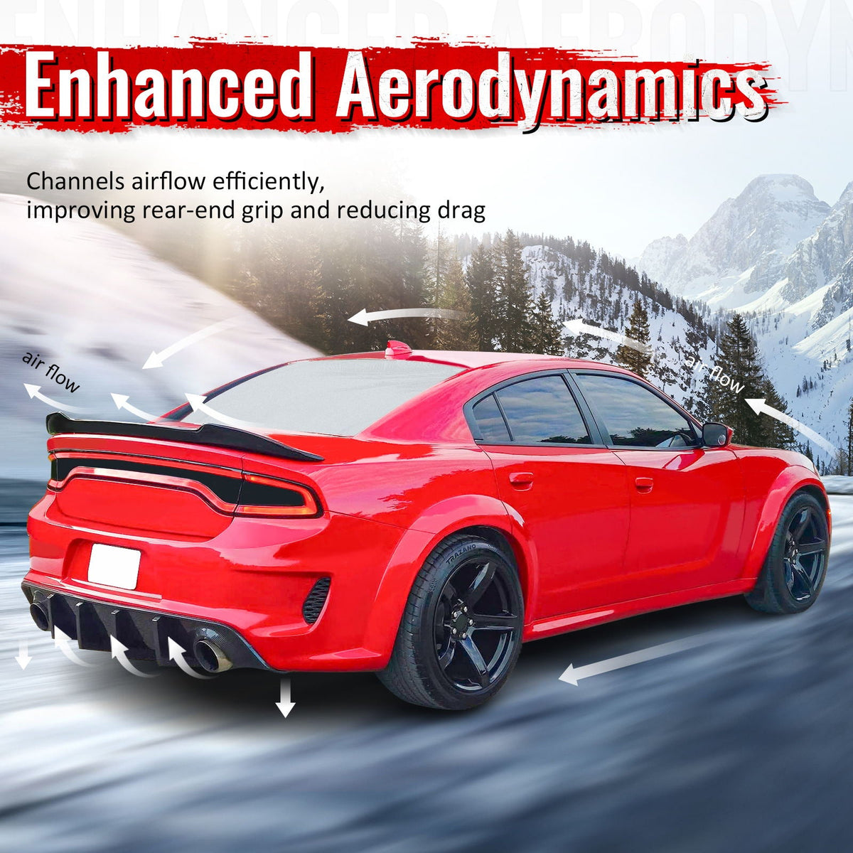 2023-2026 Alfa Romeo Tonale IKON Style Rear Bumper Diffuser 3PCS Gloss Black ABS