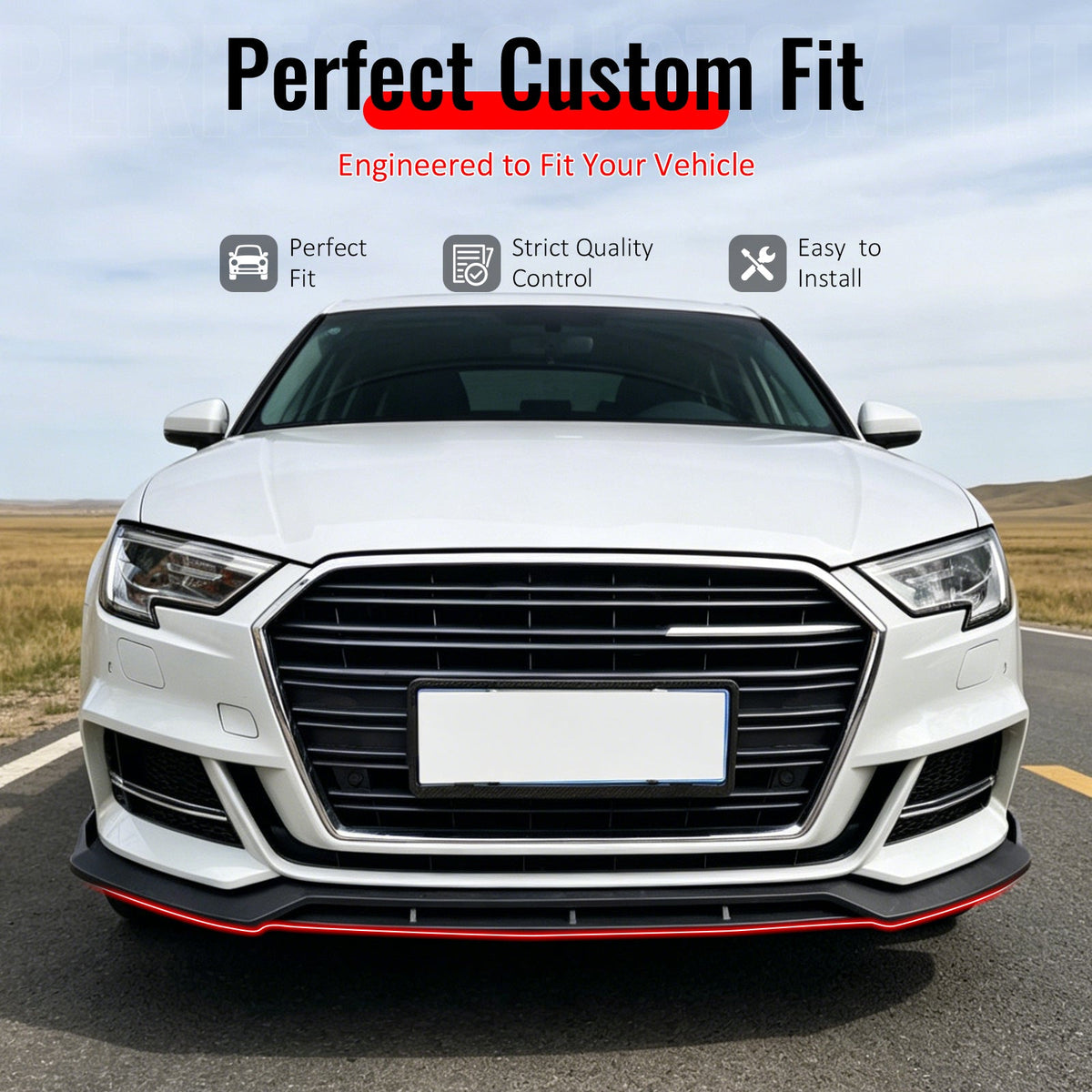 2017–2020 Audi S3 A3 8V IKON Style Carbon Fiber Print Front Bumper Lip Spoiler PP