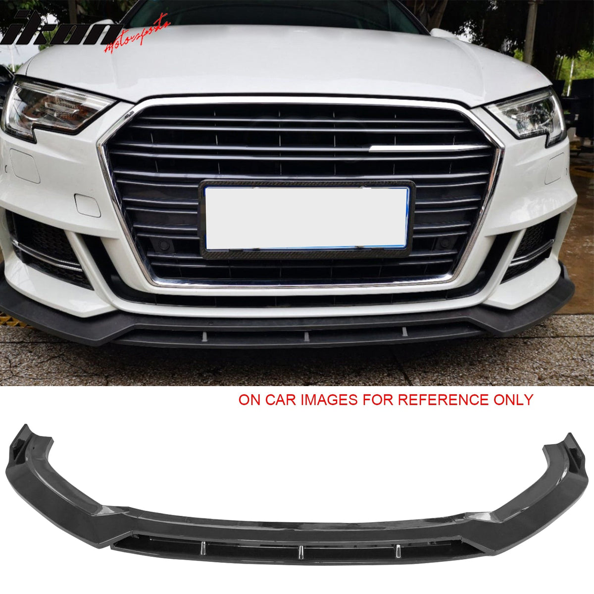 2017–2020 Audi S3 A3 8V IKON Style Gloss Black Front Bumper Lip Spoiler PP