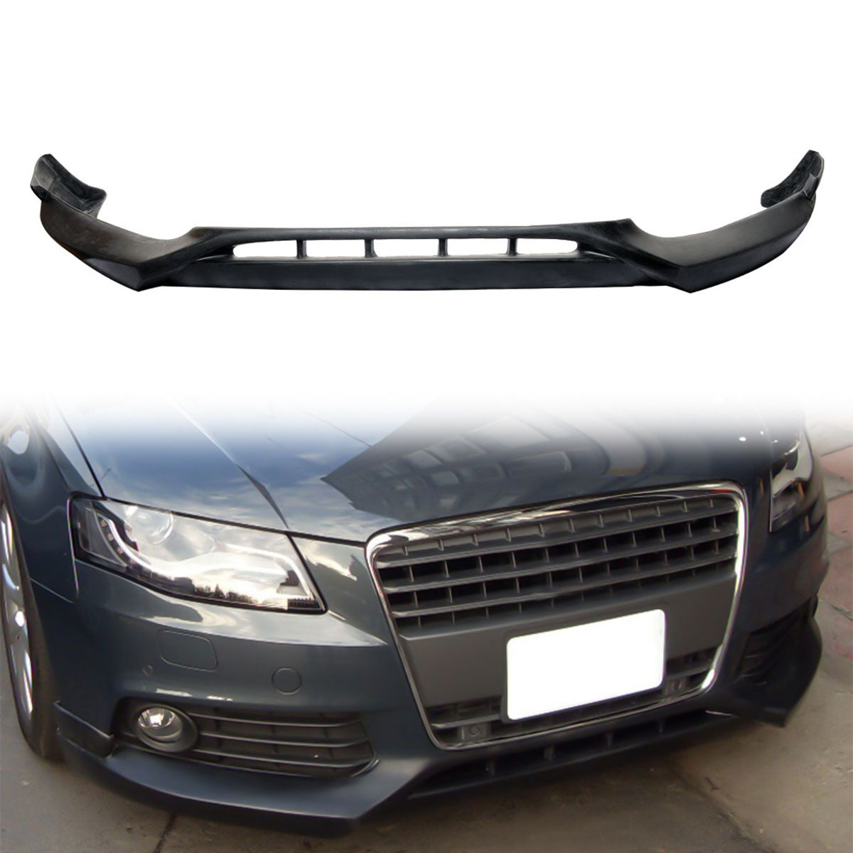 Front Lip Splitter Spoiler for Audi A4 B8 Sedan 2009-2012 PU Unpainted