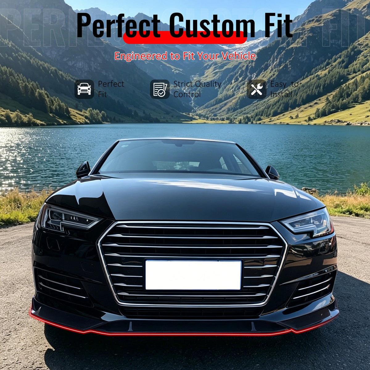 2017–2018 Audi A4 Quattro B9 IKON Style Gloss Black Front Bumper Lip Spoiler PP