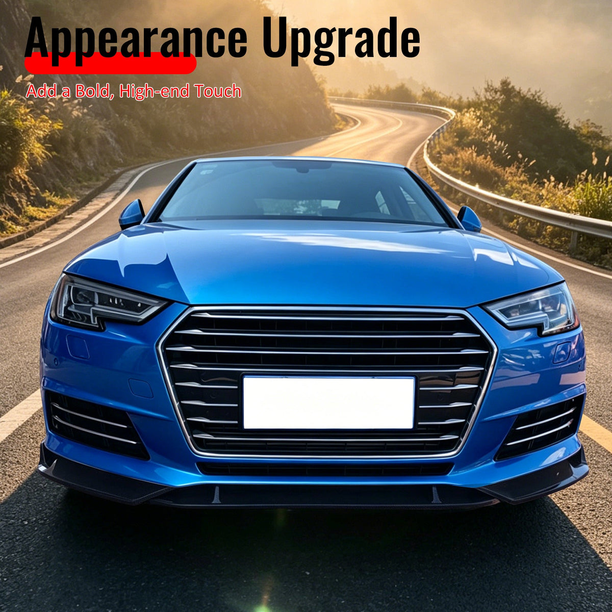 2017–2018 Audi A4 Quattro B9 IKON Style Gloss Black Front Bumper Lip Spoiler PP