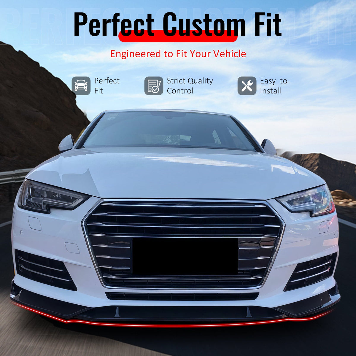 2017–2018 Audi S4 A4 Quattro B9 IKON Style Gloss Black Front Bumper Lip Spoiler PP