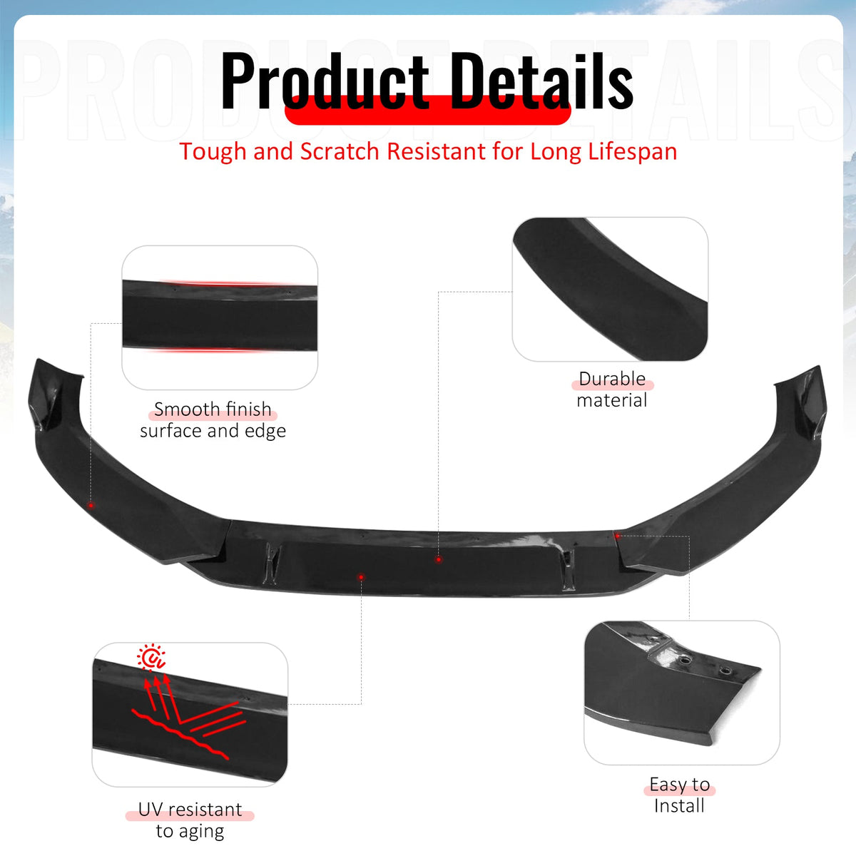 2017–2018 Audi S4 A4 Quattro B9 IKON Style Gloss Black Front Bumper Lip Spoiler PP