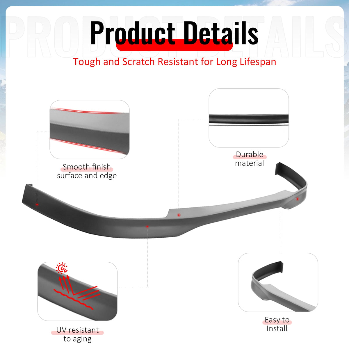 1994-1997 Acura Integra TR2 Style Unpainted Front Bumper Lip Chin PU