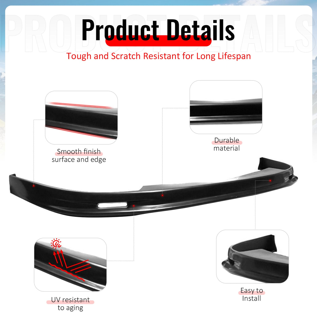 1998-2001 Acura Integra Mugen Style Unpainted Front Bumper Lip Chin PU
