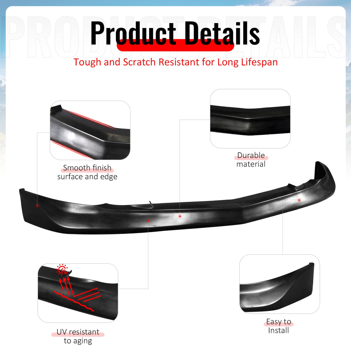 2002-2004 Acura RSX Mugen Style Unpainted Front Bumper Lip Spoiler PU