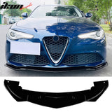 2017-2021 Alfa Romeo Giulia Standard Bumper IKON Style Front Lip 3PCS Gloss Black ABS