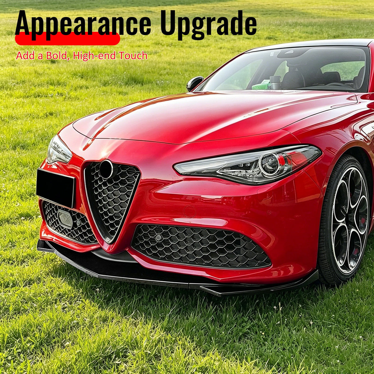 2017-2026 Alfa Romeo Giulia Sport Line IKON Style Front Bumper Lip 3PCS Gloss Black