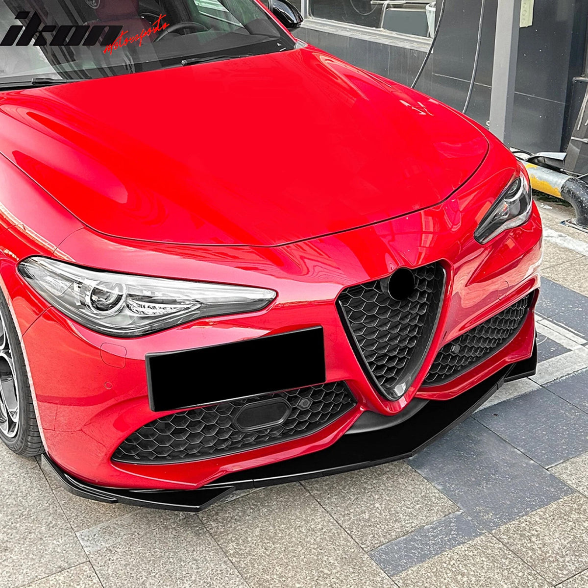2017-2026 Alfa Romeo Giulia Sport Line IKON Style Front Bumper Lip 3PCS Gloss Black