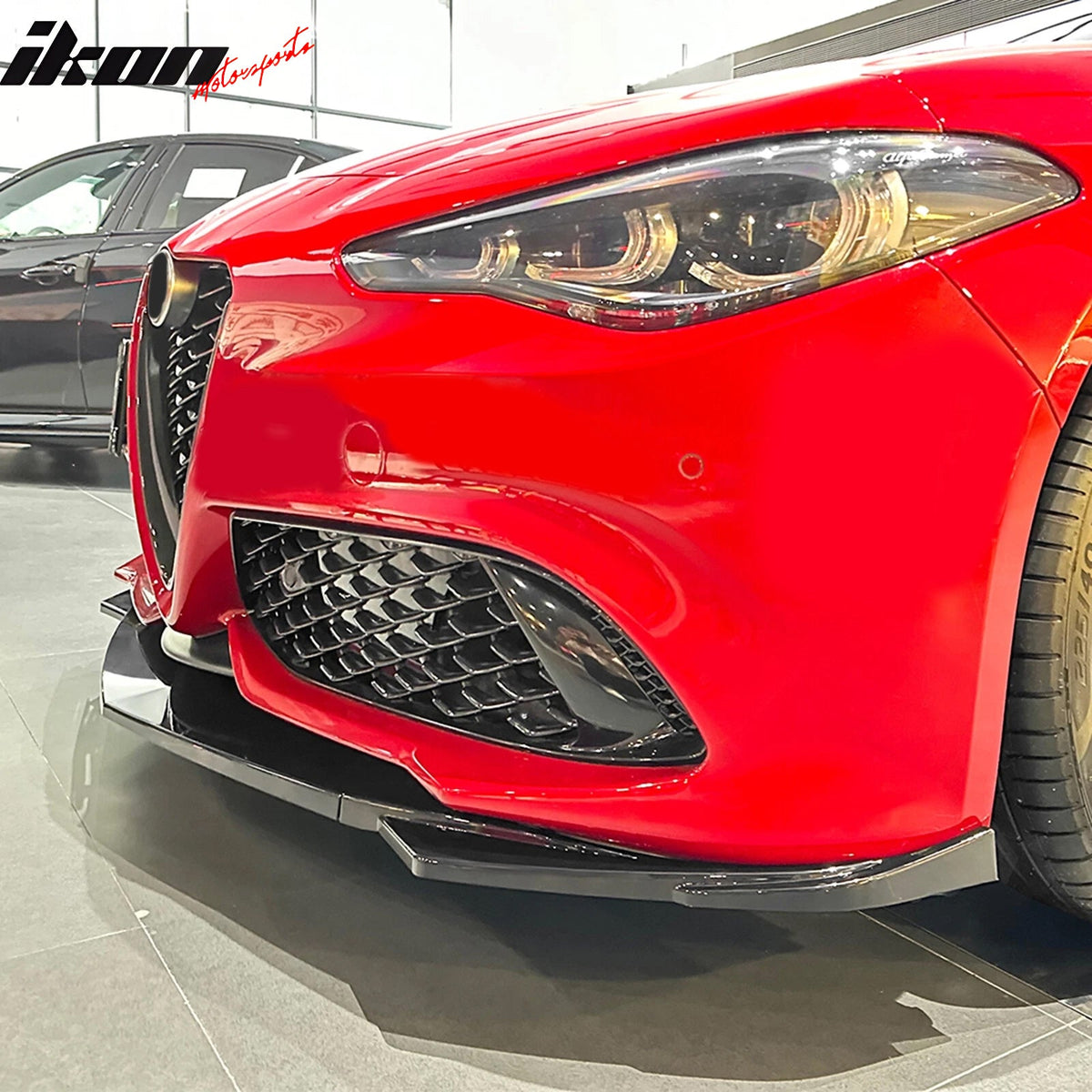 2017-2026 Alfa Romeo Giulia Sport Line IKON Style Front Bumper Lip 3PCS Gloss Black