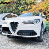 2017-2026 Alfa Romeo Stelvio IKON Style Front Bumper Lip Gloss Black ABS 3PCS