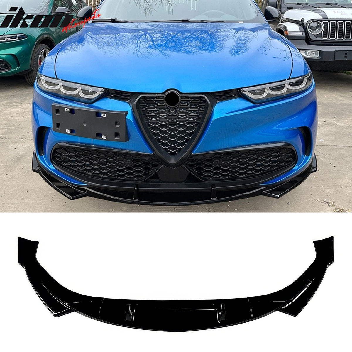 2023-2026 Alfa Romeo Tonale Gloss Black 3PCS Front Bumper Lip ABS - IKON Style