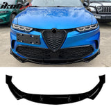 2023-2026 Alfa Romeo Tonale Gloss Black 3PCS Front Bumper Lip ABS - IKON Style