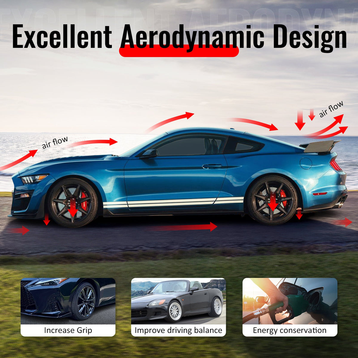 2015-2021 Benz C-Class W205 C63 AMG S C63 Style Gloss Black Front Bumper Lip PP 3PCS