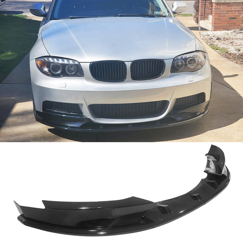 2008-2013 BMW E82 E88 1-Series M-Tech Gloss Black Front Bumper Lip 4PC