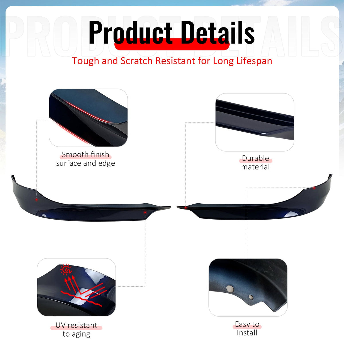 2009-2011 BMW E90 LCI Painted #A35 Monaco Blue Metallic Front Splitter