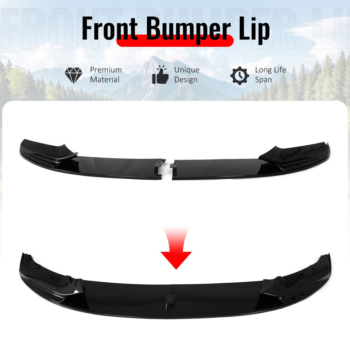 2011-2016 BMW F10 5 Series Msport Mtech Front Bumper Lip MP Style Spoiler Gloss Black PP