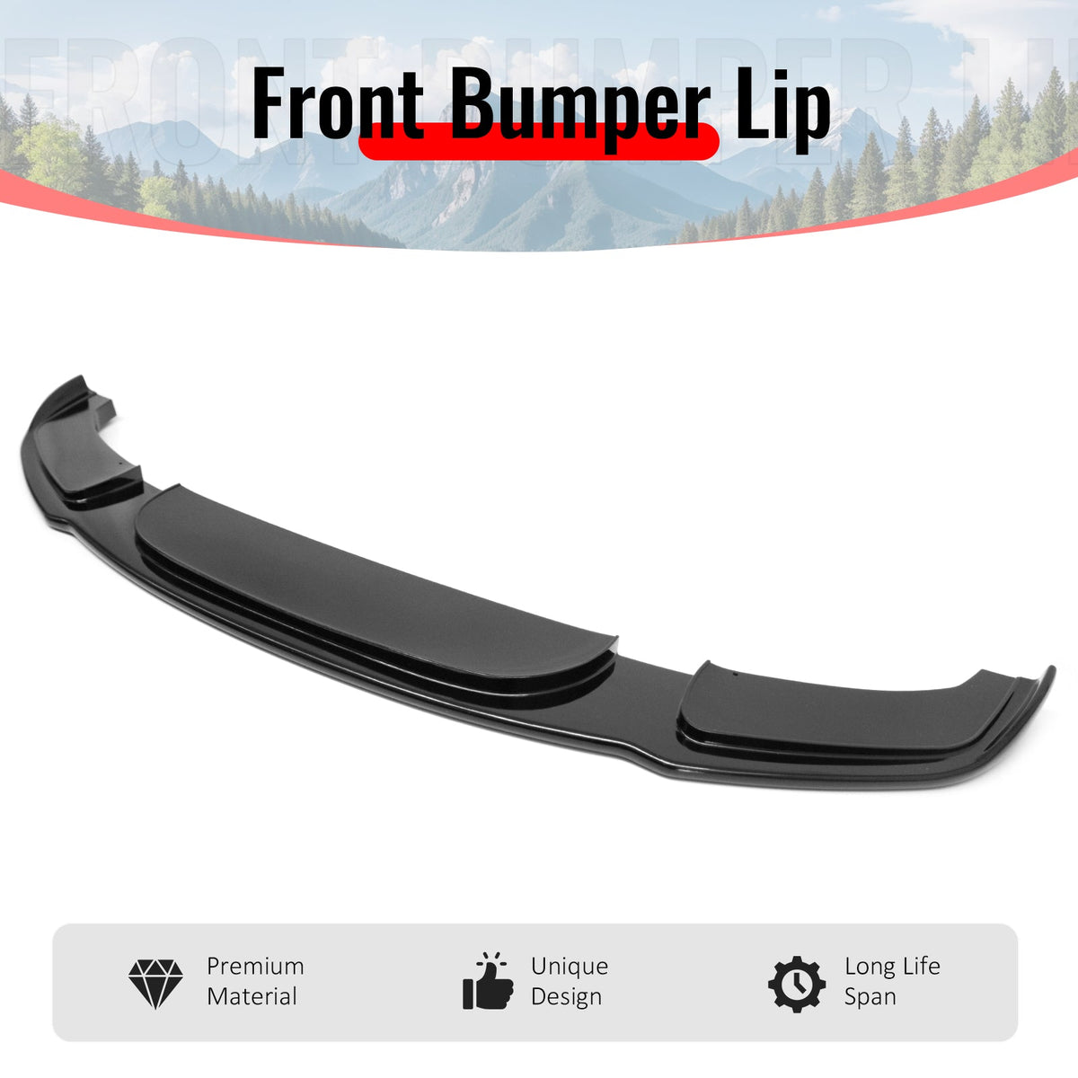 2011-2016 BMW F10 5-Series Sedan with M Sport or M-Tech Bumpers HM Style Gloss Black Front Bumper Lip ABS Plastic Air Dam Chin Lower Spoiler Splitter