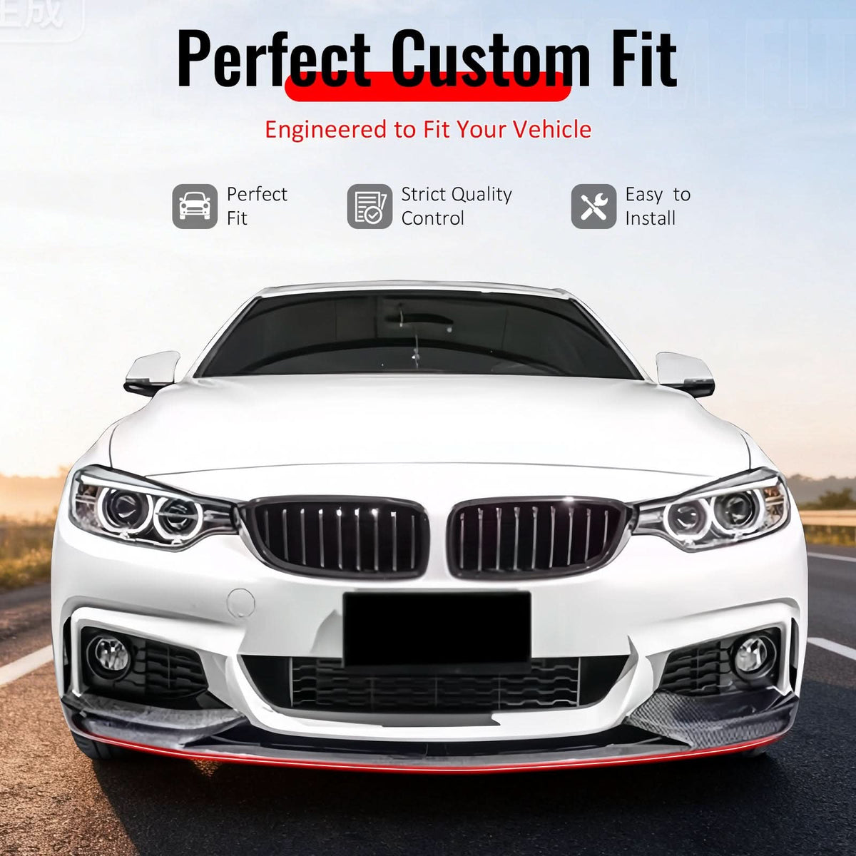 2011-2016 BMW F10 5 Series Sedan MP Style Carbon Fiber Print Front Bumper Lip ABS