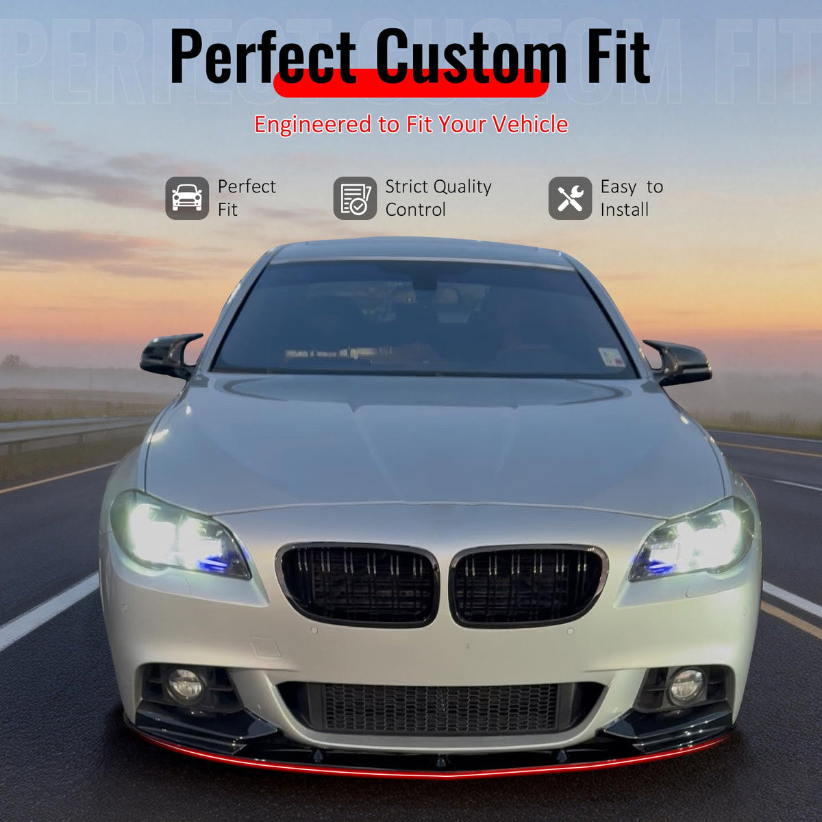 2011-2016 BMW F10 5 Series Sedan MP Style Gloss Black Front Bumper Lip ABS