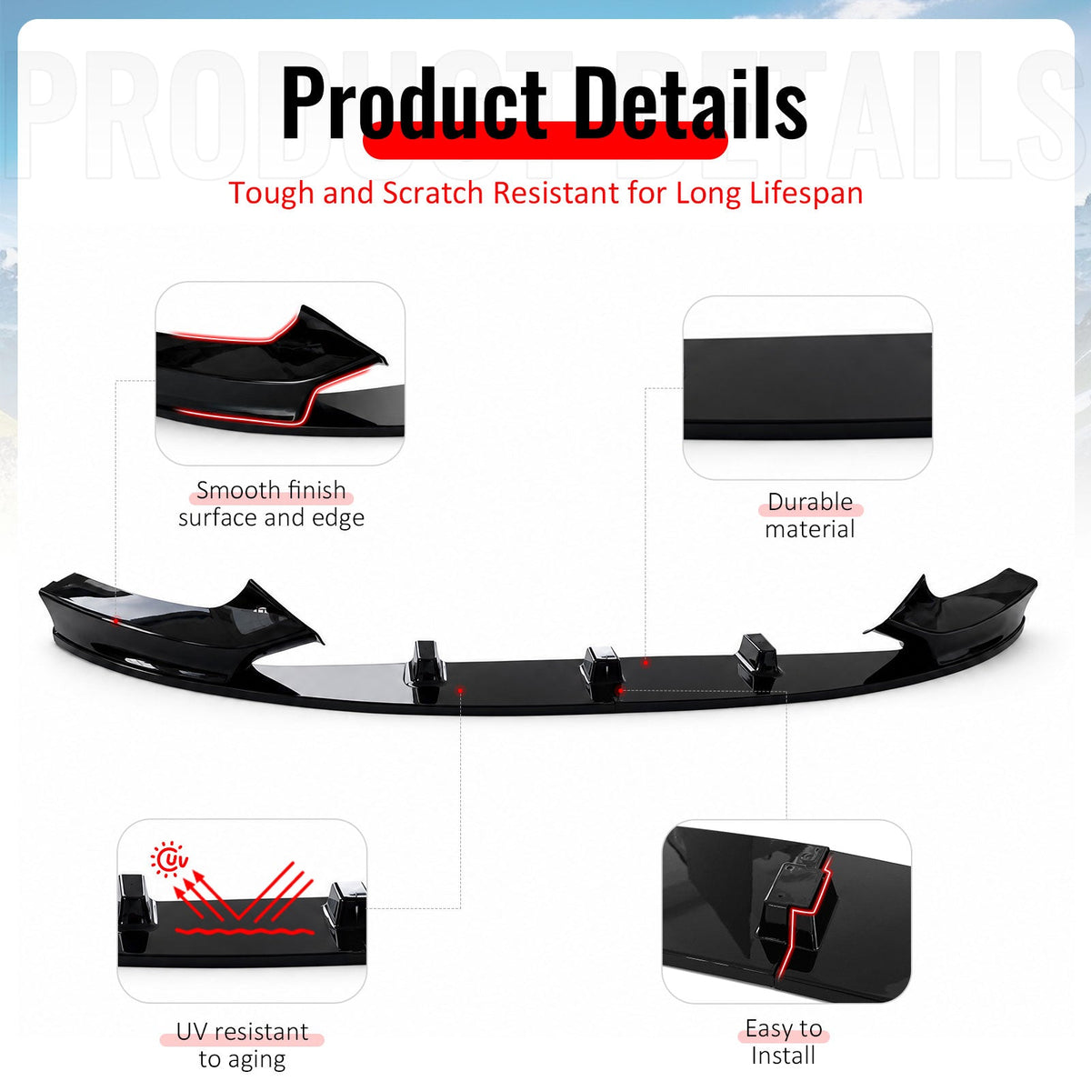 2014-2021 BMW 2 Series F22 F23 w/ M Sport Bumper Front Lip MP Style Spoiler Gloss Black PP 2PCS