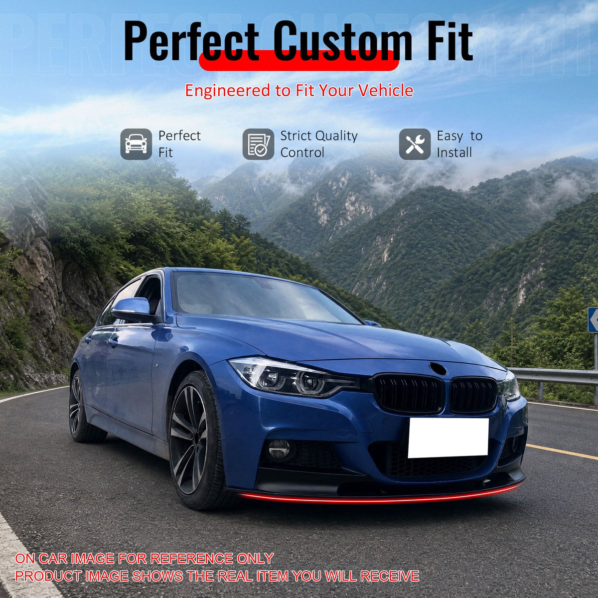 2012-2018 BMW 3 Series F30 F31 w/ M Sport Bumper Front Lip MP Style Spoiler Gloss Black PP 2PCS