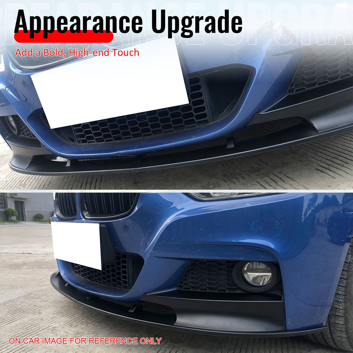 2012-2018 BMW 3 Series F30 F31 w/ M Sport Bumper Front Lip MP Style Spoiler Gloss Black PP 2PCS