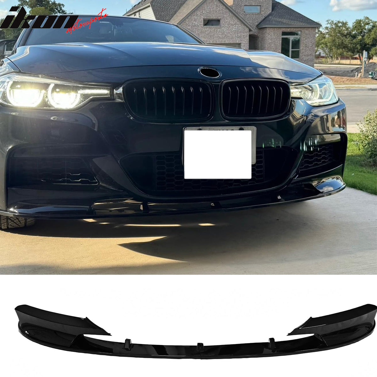 2012-2019 BMW F30 F31 3 Series MP Style Gloss Black Front Bumper Lip ABS