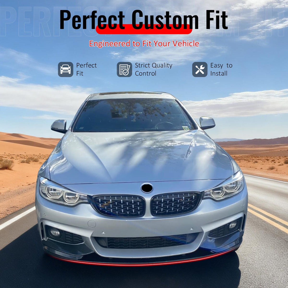 2014-2020 F32 F33 4-Series F36 Gran Coupe MP Style Carbon Fiber Print Front Bumper Lip ABS