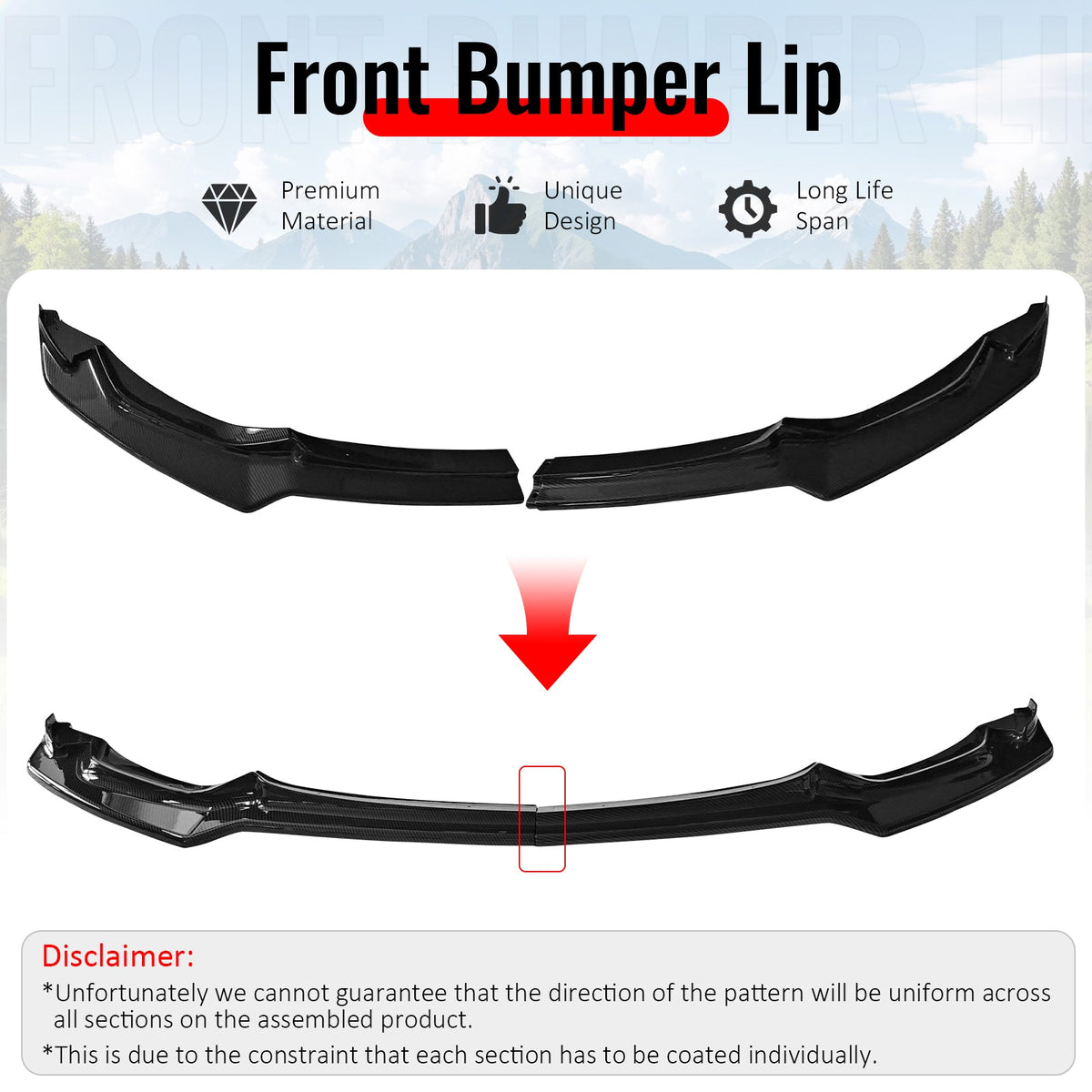 2015-2020 BMW F80 M3 F83 F82 M4 CS Style Carbon Fiber Print Front Bumper Lip Spoiler ABS