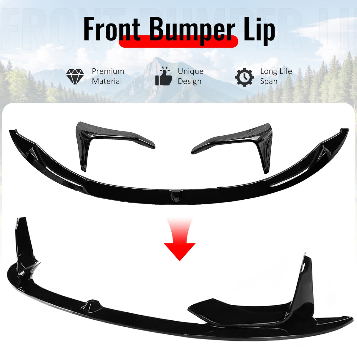 2015-2020 BMW F80 M3 F83 F82 M4 MP Style Gloss Black Front Bumper Lip Spoiler ABS