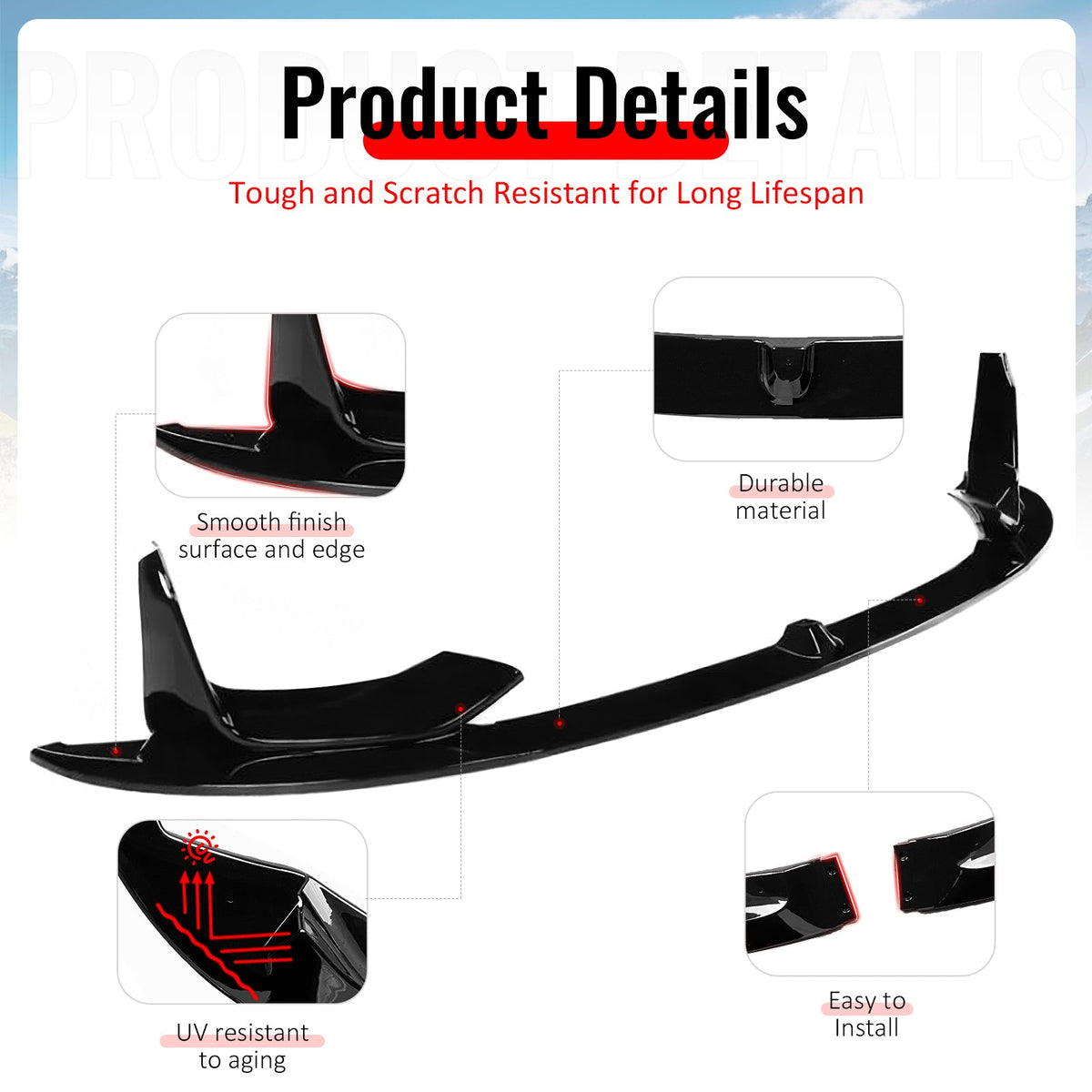 2015-2020 BMW F80 M3 F83 F82 M4 MP Style Gloss Black Front Bumper Lip Spoiler ABS