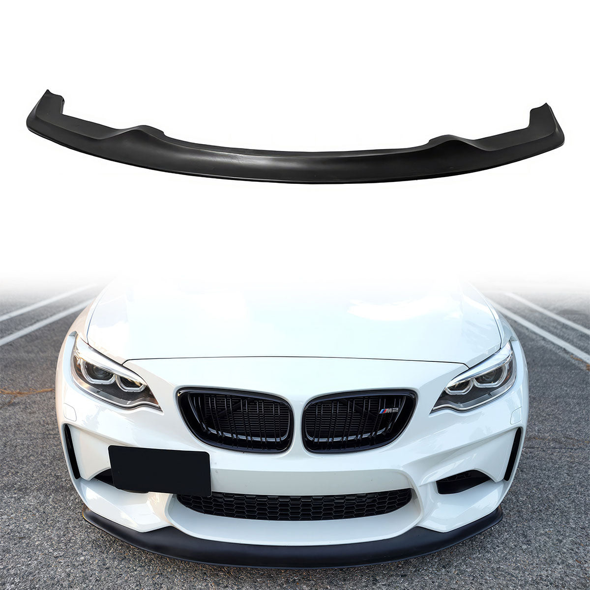 2016-2018 BMW F87 M2 Base MDA Style Unpainted Black Front Bumper Lip
