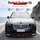 2024-2026 BMW G05 X5 LCI Front Bumper Lip with LED Daytime Running Light IKON Style Gloss Black ABS Air Dam Chin Spoiler Protector Splitter 6PC
