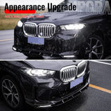 2024-2026 BMW G05 X5 LCI Front Bumper Lip with LED Daytime Running Light IKON Style Gloss Black ABS Air Dam Chin Spoiler Protector Splitter 6PC