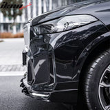 2024-2026 BMW G05 X5 LCI Front Bumper Lip with LED Daytime Running Light IKON Style Gloss Black ABS Air Dam Chin Spoiler Protector Splitter 6PC