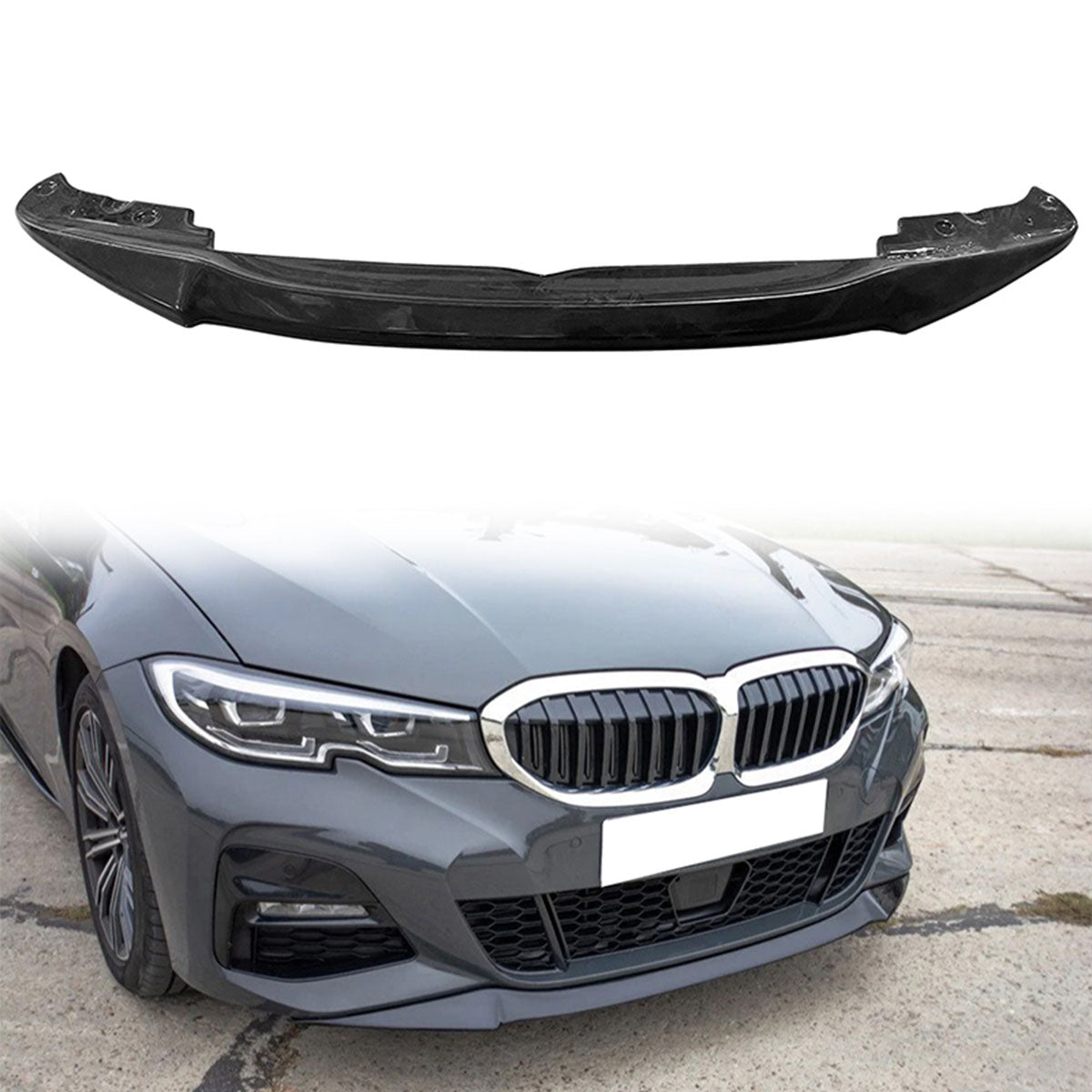 2019-2022 BMW G20 3 Series Sedan Unpainted Black Front Bumper Lip PU