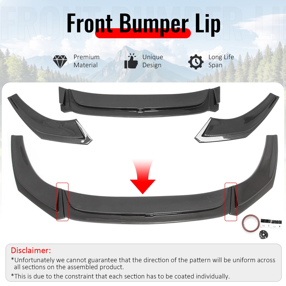 2019-2026 BMW G29 Z4 M Sport H Style Carbon Fiber Print Front Bumper Lip ABS
