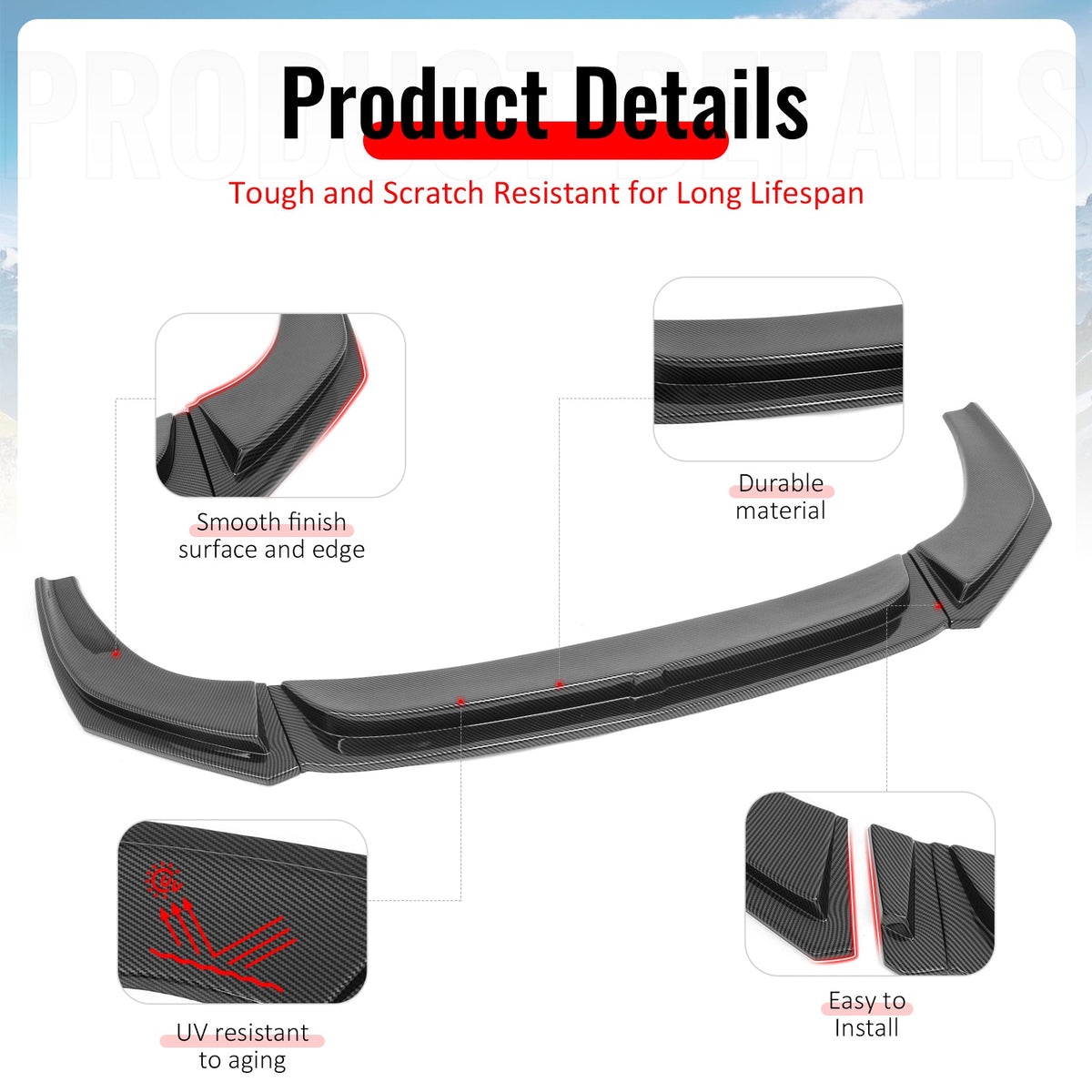 2019-2026 BMW G29 Z4 M Sport H Style Carbon Fiber Print Front Bumper Lip ABS
