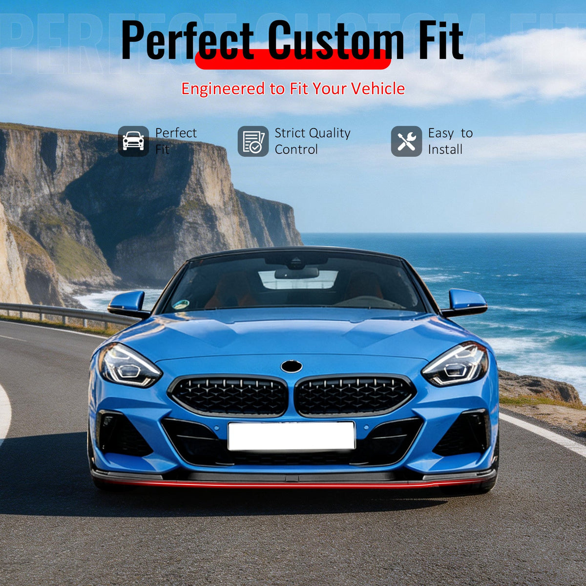 2019-2026 BMW G29 Z4 M Sport H Style Matte Black Front Bumper Lip ABS