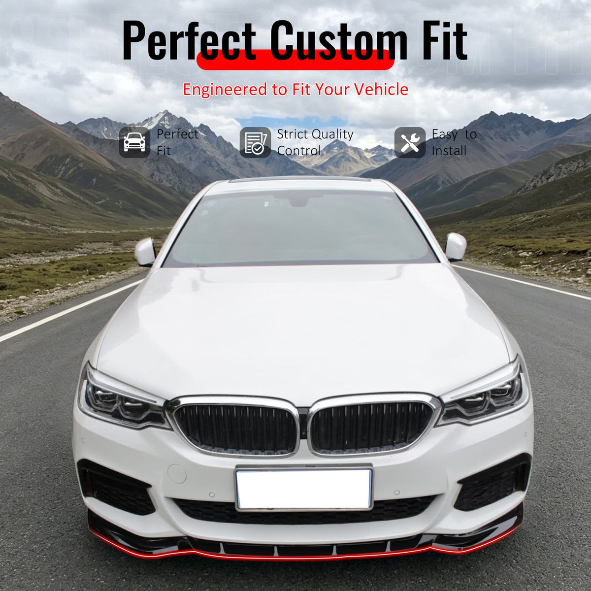 2017-2020 BMW G30 5 Series Sedan GT Style Gloss Black Front Bumper Lip Spoiler PP