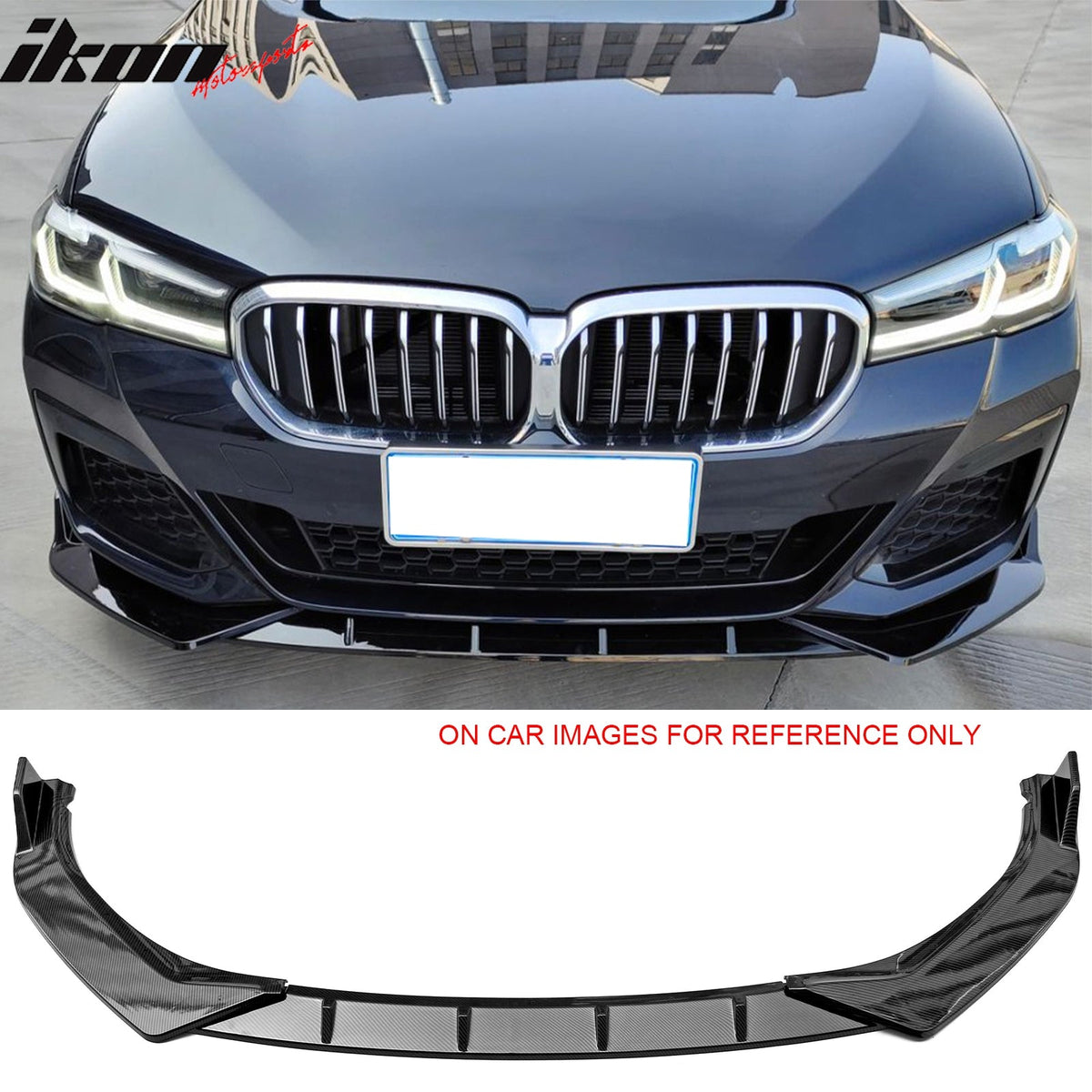 2021-2023 BMW G30 5 Series Sedan IKON Style Carbon Fiber Print Front Bumper Lip Spoiler PP